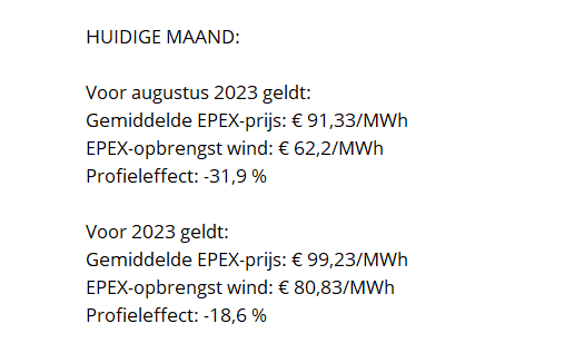 EPEX-prijzen en productiecijfers augustus 2023 4 EPX maand 1