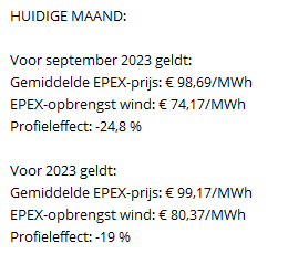 EPEX-prijzen en productiecijfers september 2023 4 EPEX tarief